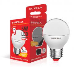 Лампа светодиодная Supra SL-LED-ECO-G45-5W/3000/E27-N мощность 5 ватт, теплый свет, цоколь Е27