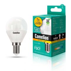 Лампа светодиодная Camelion E14 7W 3000K LED7-G45/830/E14 12069