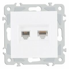 Розетка двойная RJ-11 и Ethernet RJ-45, без рамки Arte Milano am-206 206.44-1.white