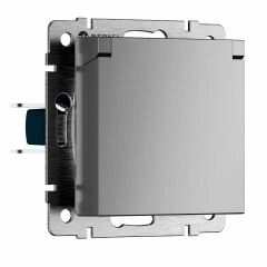  Werkel Розетка влагозащ. с зазем. с защит. крышкой и шторками N (cеребряный рифленый) W1171209