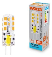 Лампа светодиодная Wolta G4 3Вт 6500K WSTD-JC-12V3W6KG4-S