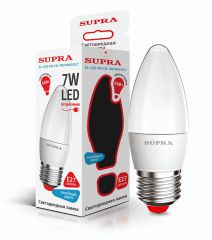 Лампа светодиодная Supra SL-LED-PR-CN-7W/4000/E27 Свеча, мощность 7 Вт, холодный свет, цоколь Е27