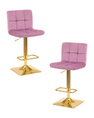 Набор 2 шт Стул барный Dobrin GOLDIE, пудрово-сиреневый велюр (MJ9-52)