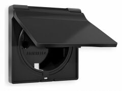 Накладка для розетки влагозащищенной с заземлением и со шторками с крышкой Ambrella Volt Quant AP8080