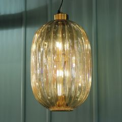 Подвесной светильник Cloyd KAROO P7 / выс. 50 см - латунь - янтар. стекло (арт.10516)
