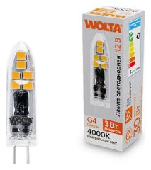 Лампа светодиодная Wolta G4 3Вт 4000K WSTD-JC-12V3W4KG4-P