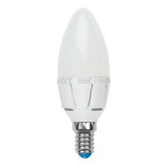 Лампа светодиодная Uniel LED-C37-7W/WW/E14/FR PLP01WH картон