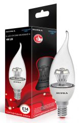 Лампа светодиодная Supra SL-LED-CR-CNW-4W/4000/E14 Свеча на ветру - Кристалл, Угол освещения - 300 гр., мощность 4 Вт, холодный свет, цоколь Е14