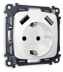 Розетка с заземлением и 2хUSB type A, без рамки Ambrella Volt MO MO109010