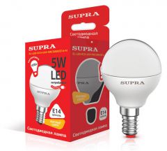 Лампа светодиодная Supra SL-LED-ECO-G45-5W/3000/E14-N мощность 5 ватт, теплый свет, цоколь Е14