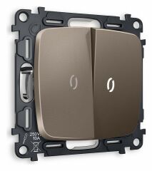 Выключатель двухклавишный с подсветкой без рамки Ambrella Volt Quant MO634015