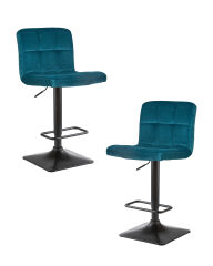 Набор 2 шт Стул барный Dobrin DOMINIC, морской волны велюр (MJ9-99)