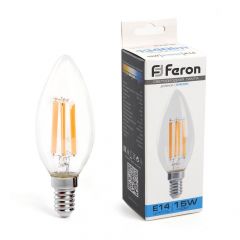 Лампа светодиодная Feron E14 15W 6400K Свеча Матовая 38259