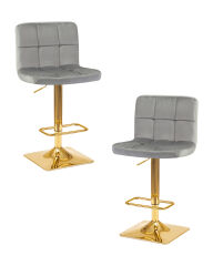 Набор 2 шт Стул барный Dobrin GOLDIE, серый велюр (MJ9-75)