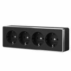  Werkel Розетка четверная с заземлением и шторками Gallant черный/хром W5072258