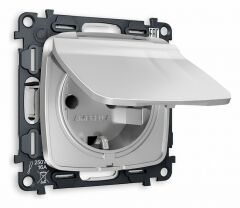 Розетка влагозащищенная с заземлением и со шторкой, без рамки с крышкой Ambrella Volt Quant MO408010