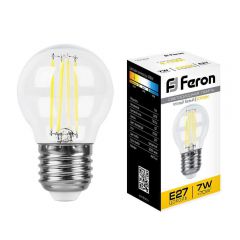 Лампа светодиодная Feron E27 7W 2700K Шар Прозрачная LB-52 25876