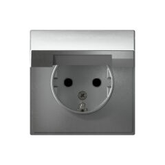  Systeme Electric ARTGALLERY РОЗЕТКА с заземл. со шторк. с крышкой, 16А, IP20, механизм, АЛЮМИНИЙ
