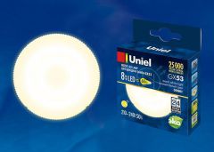 Лампа светодиодная Uniel LED-GX53-8W/WW/GX53/FR PLZ01WH