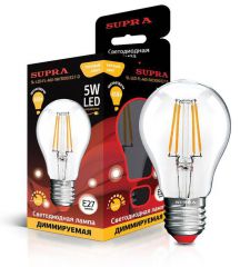 Лампа светодиодная Supra SL-LED-FL-A60-5W/3000/E27-D Диммируемая