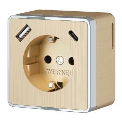  Werkel Розетка с заземлением, шторками и USB тип A+C Gallant (шампань рифленый) W5071710