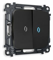 Выключатель проходной двухклавишный с подсветкой без рамки Ambrella Volt Quant MO804040