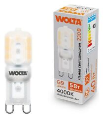 Лампа светодиодная Wolta G9 5Вт 4000K WSTD-JCD-5W4KG9-P