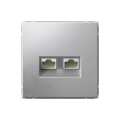  Systeme Electric ARTGALLERY РОЗЕТКА двойная компьютерная RJ45+RJ45, кат.6А, механизм, АЛЮМИНИЙ