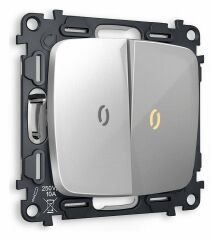 Выключатель проходной двухклавишный с подсветкой без рамки Ambrella Volt Quant MO404030