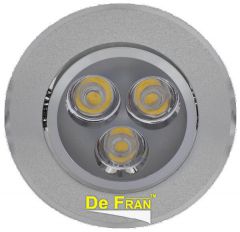 Точечный светильник De Fran FT 922 LED светодиодный с ПРА и LED, 270Лм алюминий, спектр теплый белый 3100К LED 3 x 1 вт