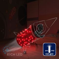 Гирлянда Rich LED 10 м, 24В, флэш, колпачок, КРАСНЫЙ, прозрачный провод