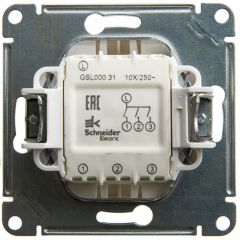 Schneider Electric GLOSSA 3-клавишный ВЫКЛЮЧАТЕЛЬ, сх.1+1+1, 10АХ, механизм, ПЕРЛАМУТР