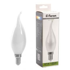 Лампа светодиодная Feron E14 15W 4000K Свеча на ветру Матовая 38262