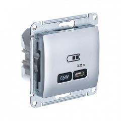  Systeme Electric GLOSSA USB РОЗЕТКА тип-C 65Вт высокоскор.заряд. QC, PD, механизм, АЛЮМИНИЙ
