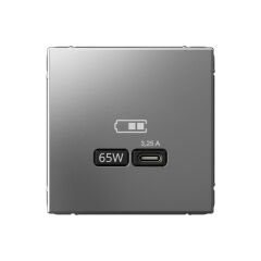  Systeme Electric ARTGALLERY USB РОЗЕТКА тип-С 65Вт высокоскор.заряд. QC, PD, механизм, СТАЛЬ