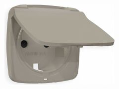 Накладка для розетки влагозащищенной с заземлением и со шторками с крышкой Ambrella Volt Quant OP3680