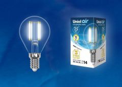 Лампа светодиодная Uniel LED-G45-7,5W/NW/E14/CL GLA01TR картон