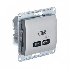  Systeme Electric GLOSSA USB РОЗЕТКА тип-C 65Вт высокоскор.заряд. QC, PD, механизм, ПЛАТИНА