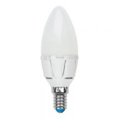 Лампа светодиодная Uniel LED-C37 7W/WW/E14/FR PLP01WH картон