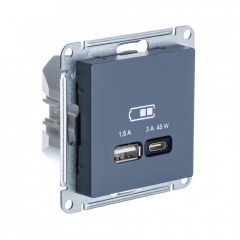 Systeme Electric ATLASDESIGN USB РОЗЕТКА A + тип-C 45Вт высокоскор.заряд. QC,PD, мех., ГРИФЕЛЬ