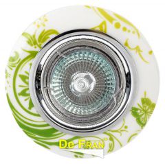Точечный светильник De Fran FT 828 "Круглый керамика Гжель" хром + зеленый MR16 1 x 50 вт