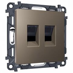 Розетка двойная Ethernet RJ-45 и со шторками, без рамки Ambrella Volt ALFA MA642110