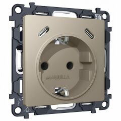 Розетка с заземлением и 2хUSB type C, без рамки Ambrella Volt MA MA370510