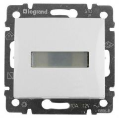 Выключатель кнопочный одноклавишный Legrand Valena 10A 12V с подсветкой держателем этикетки белый 774217
