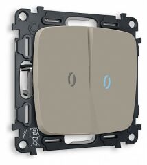 Выключатель двухклавишный с подсветкой без рамки Ambrella Volt Quant MO364020