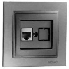 Розетка компьютерная Mono Electric Despina антрацит 102-242405-125