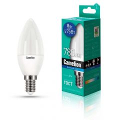 Лампа светодиодная Camelion E14 8W 6500K LED8-C35/865/E14 13370