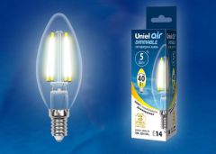 Лампа светодиодная Uniel LED-C35-5W/WW/E14/CL/DIM GLA01TR картон