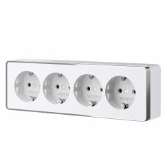  Werkel Розетка четверная с заземлением и шторками Gallant белая W5072210