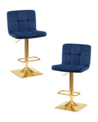 Набор 2 шт Стул барный Dobrin GOLDIE, синий велюр (MJ9-117)